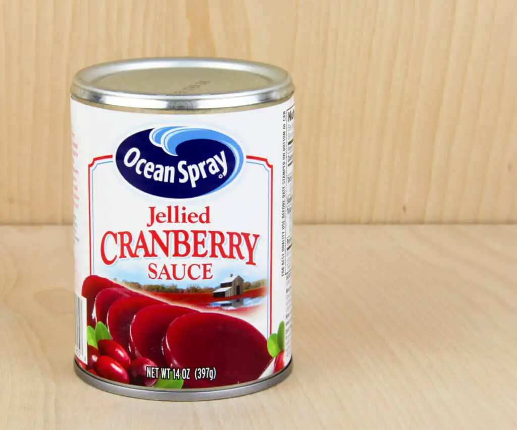 Can of Ocean Spray jellied cranberry sauce