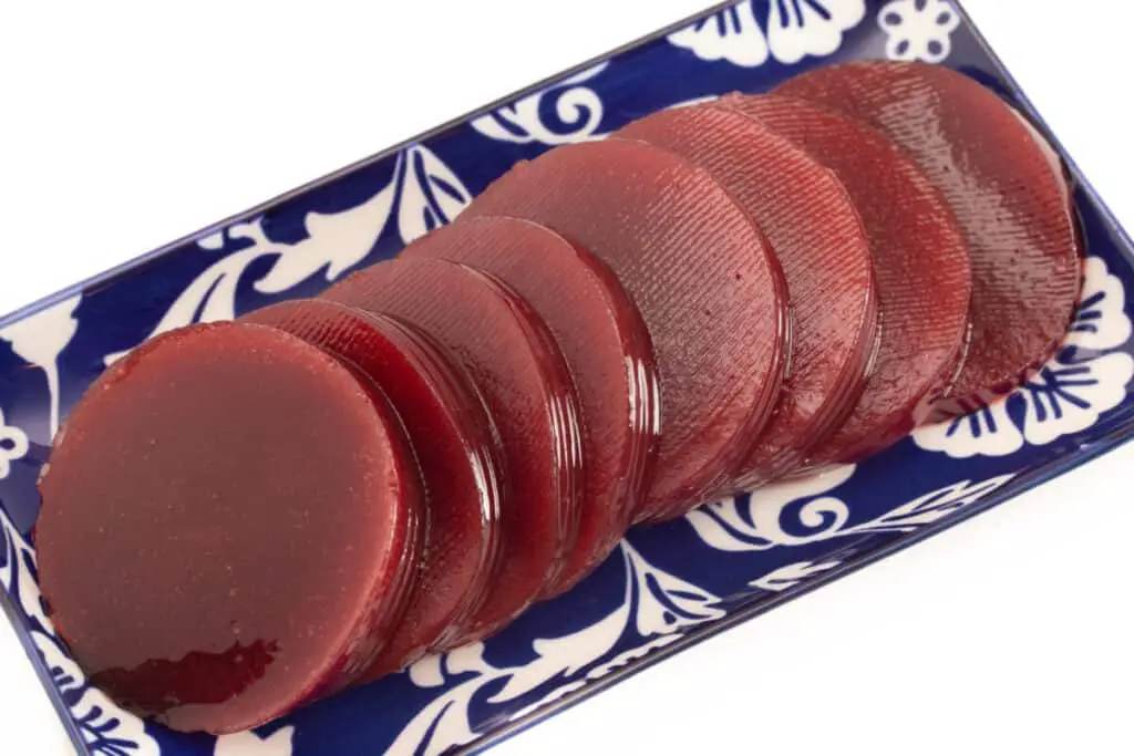 Smooth jelly Cranberry sauce from a can sliced and ready to serve