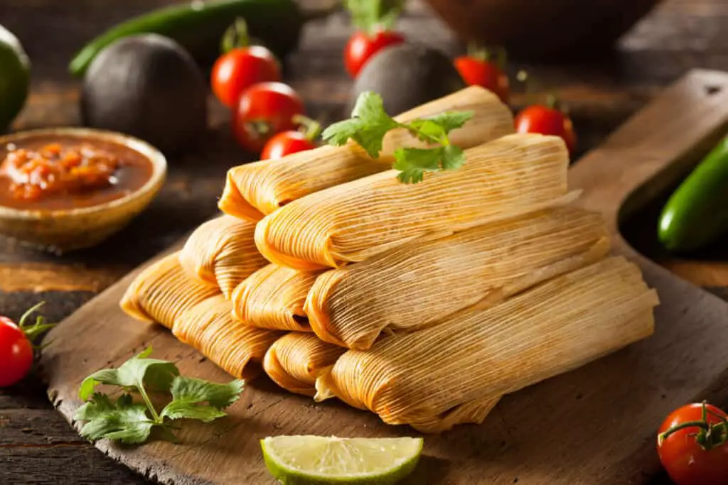 Homemade Corn and Chicken Tamales Ready to Eat