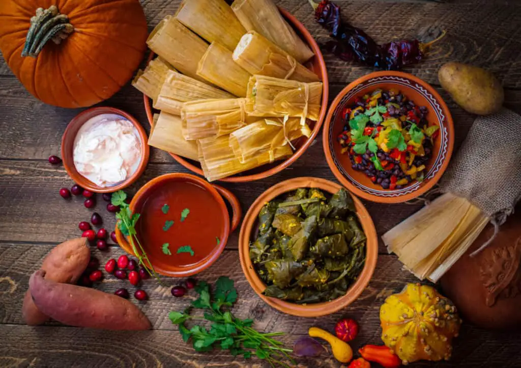 Festive Mexican tamales and side dishes