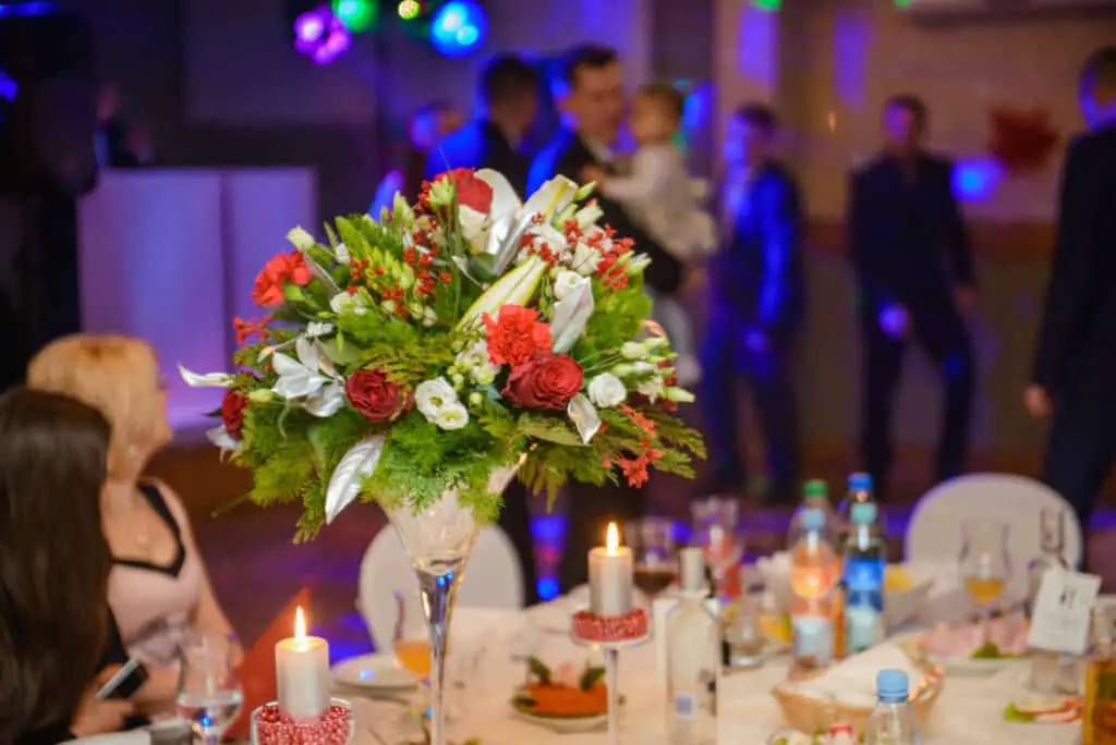 Beautifully decorated wedding table