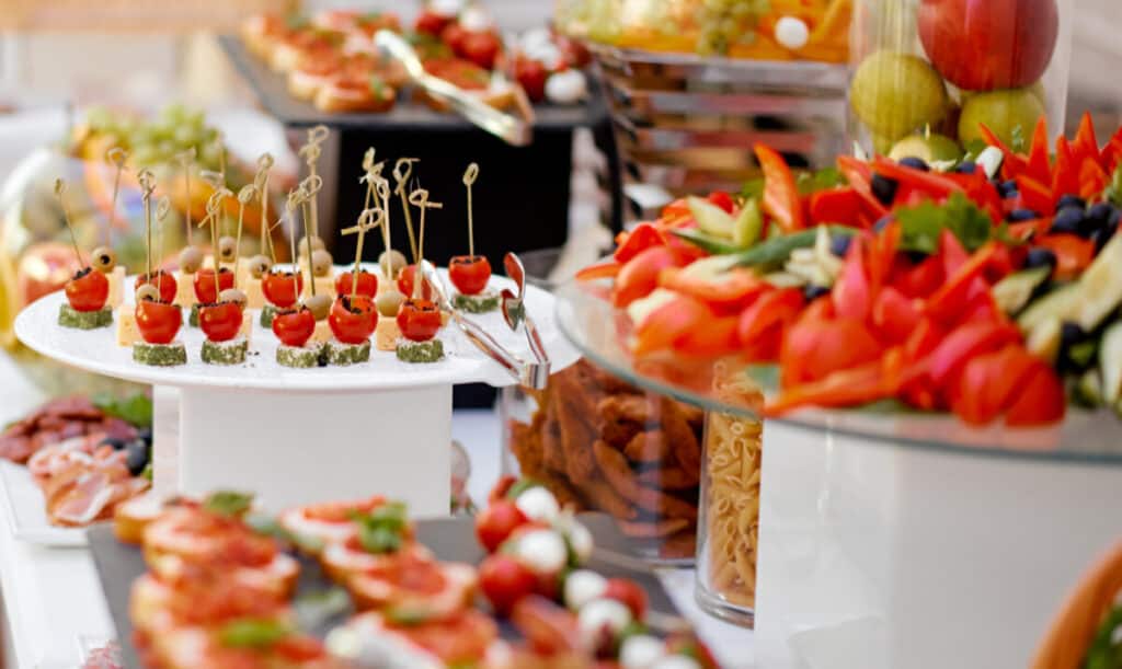 Colorful appetizers at a wedding