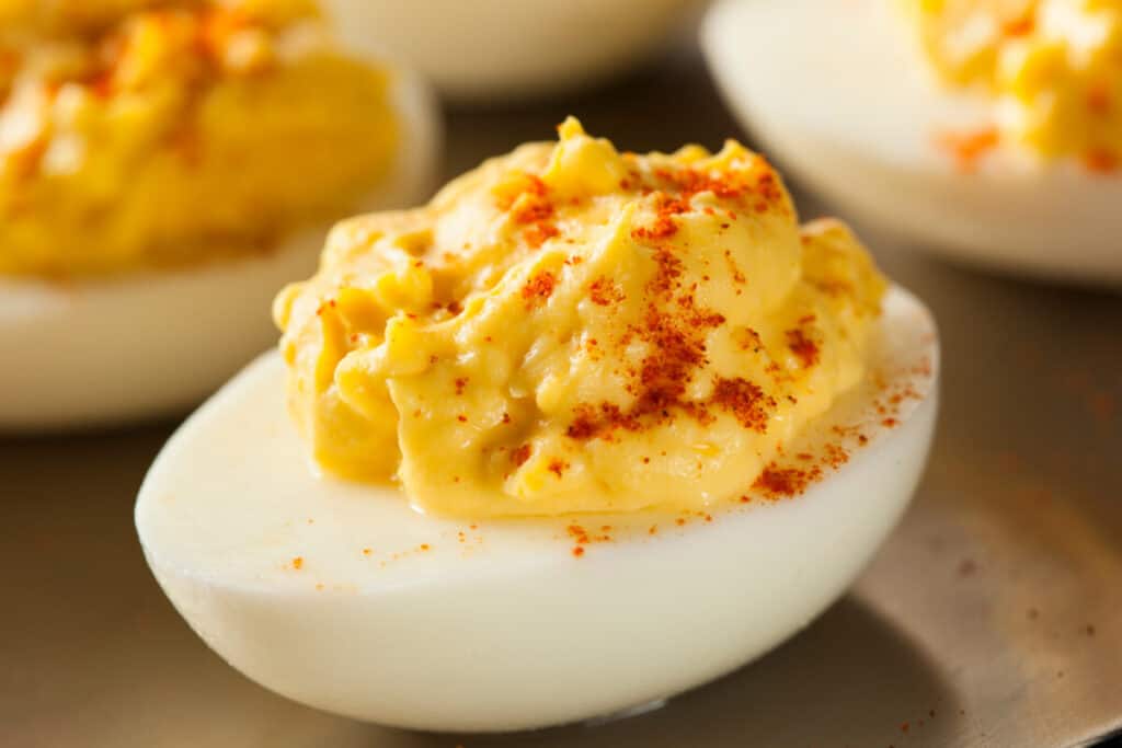 Deviled egg with paprika