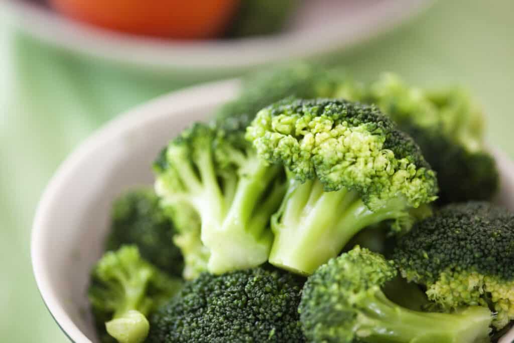 Broccoli in a white bowl