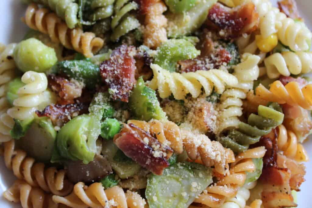 Creamy bacon pasta with parmesan cheese