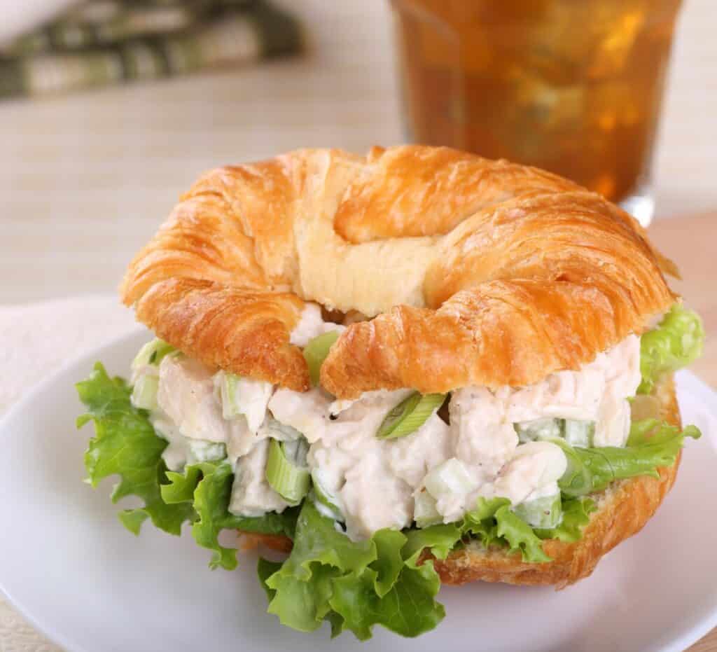 Chicken salad sandwich with romaine lettuce