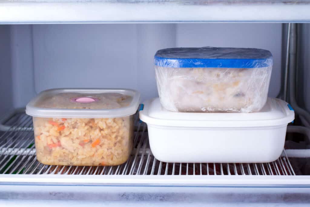 Leftover food in Tupperware in the fridge