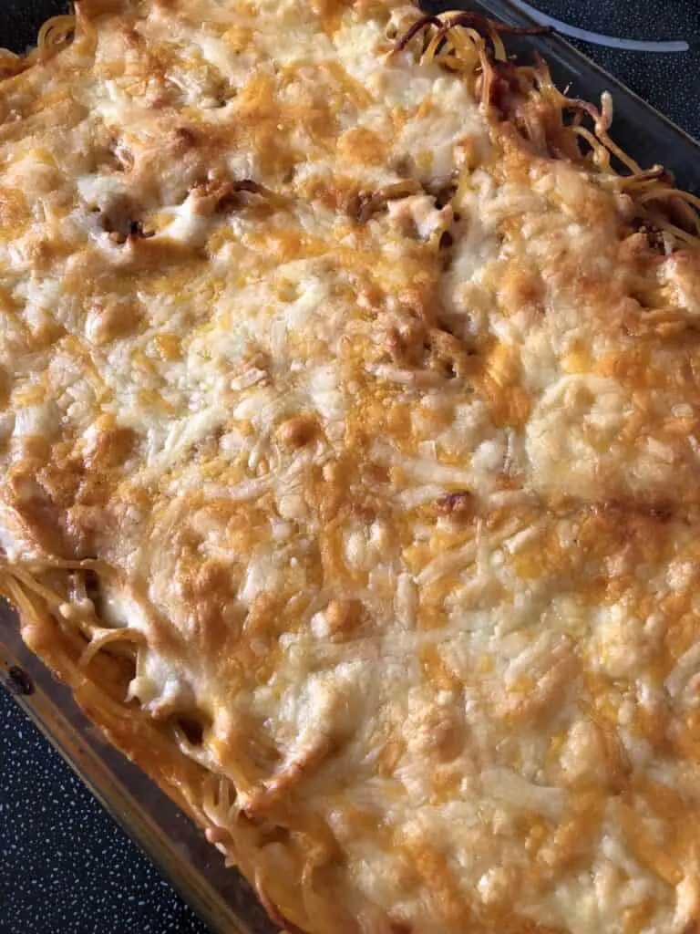 cooked chicken spaghetti bbq casserole